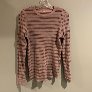 Gap MEN S small brown tan striped cotton long sleeve thermal sweater size small